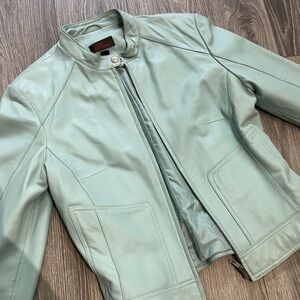 Women’s Stunning Light Blue Leather Jacket